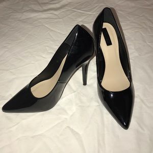 Black patent leather stilettos